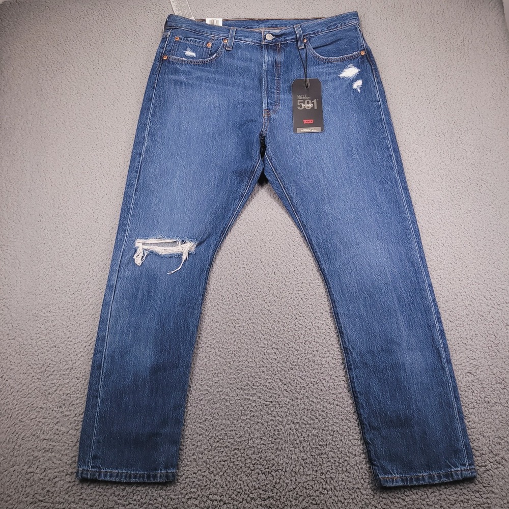LEVIS 501 Jeans Womens Size 34 Skinny Premium Denim Distressed 100% Cotton NEW